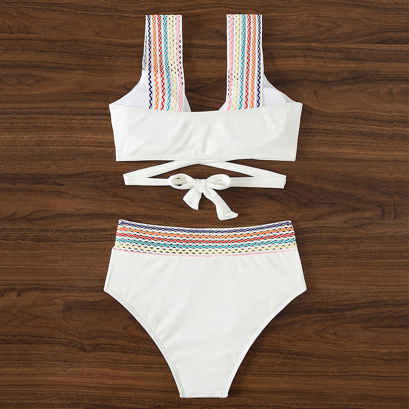 Crossed Bikini Top and High-Waisted Shaping Briefs