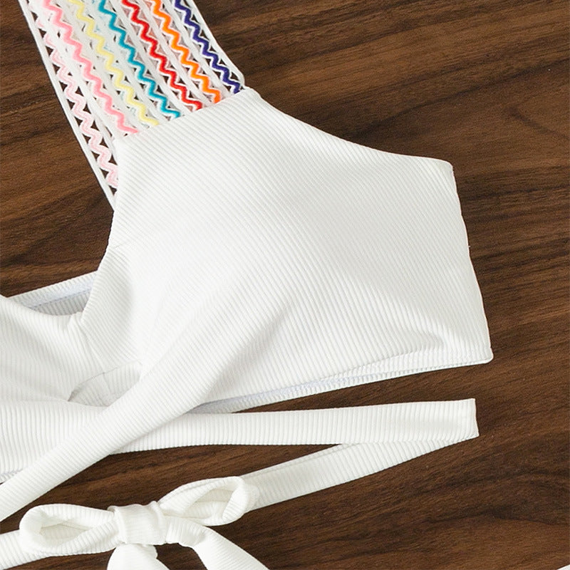 Crossed Bikini Top and High-Waisted Shaping Briefs