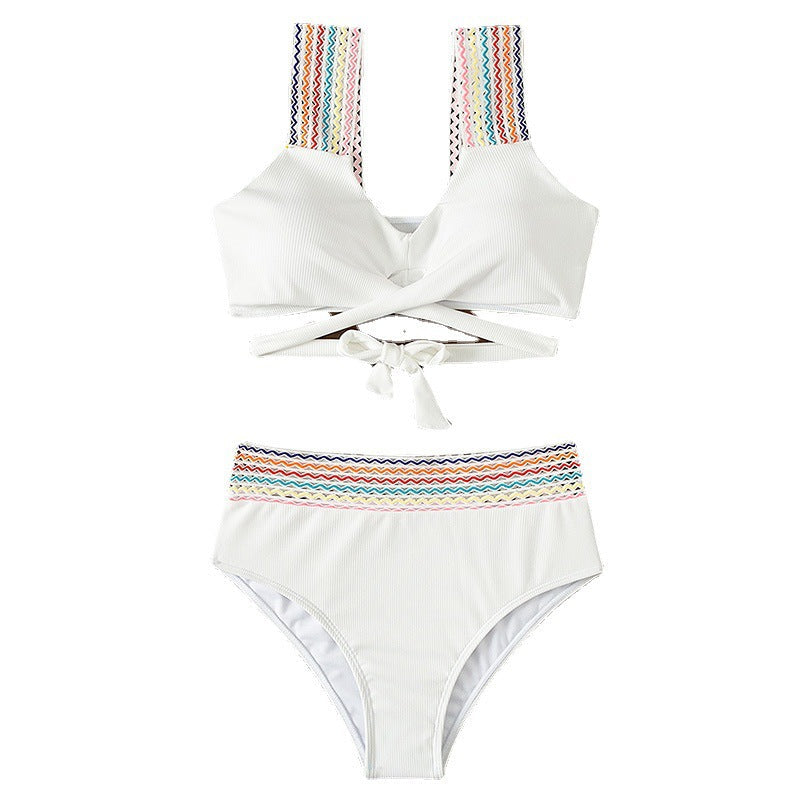 Crossed Bikini Top and High-Waisted Shaping Briefs
