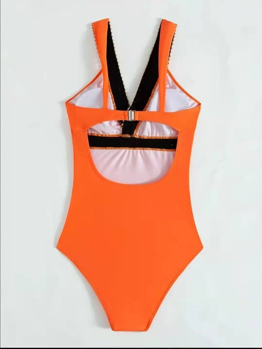 V-Neck Swimsuit with Gold Detail