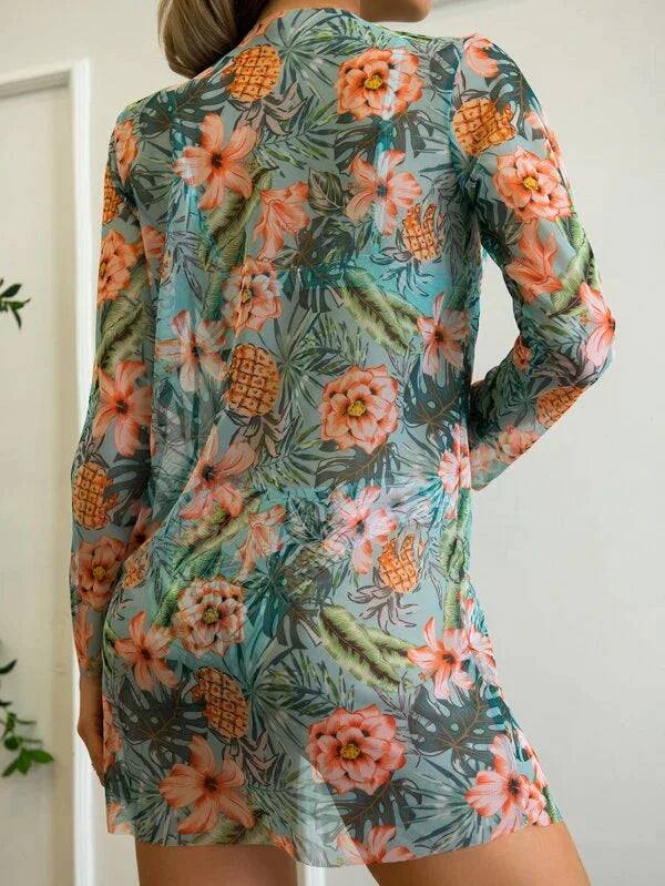 3 in 1 Floral Bikini - Top, Bottom, and Shirt