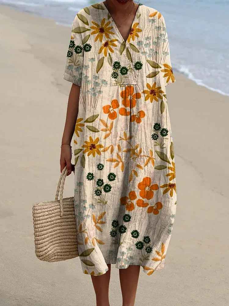 Olivia™ | Vintage Floral Art Flow Dress