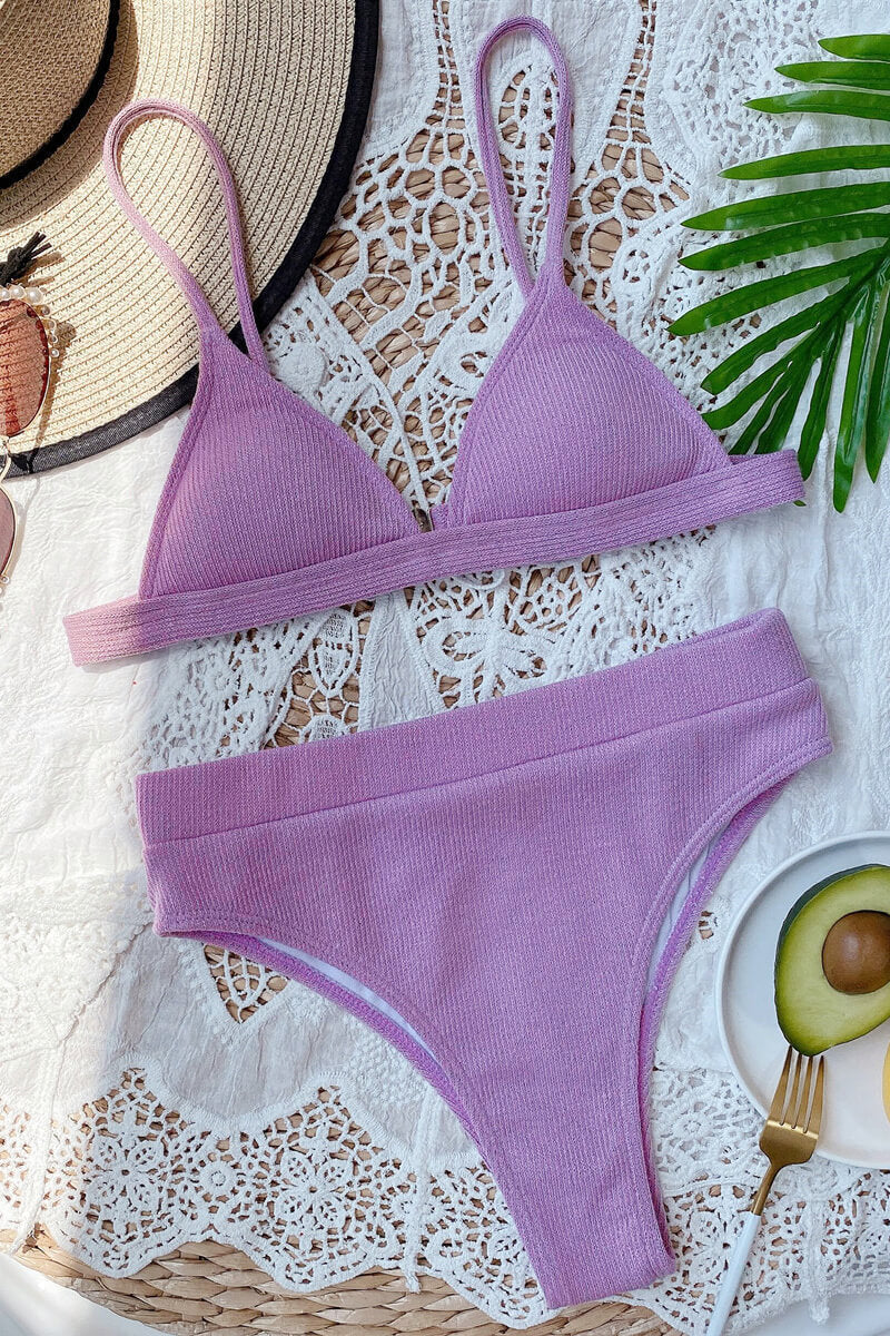 Bikini with Triangle Top and High-Waisted Bottom