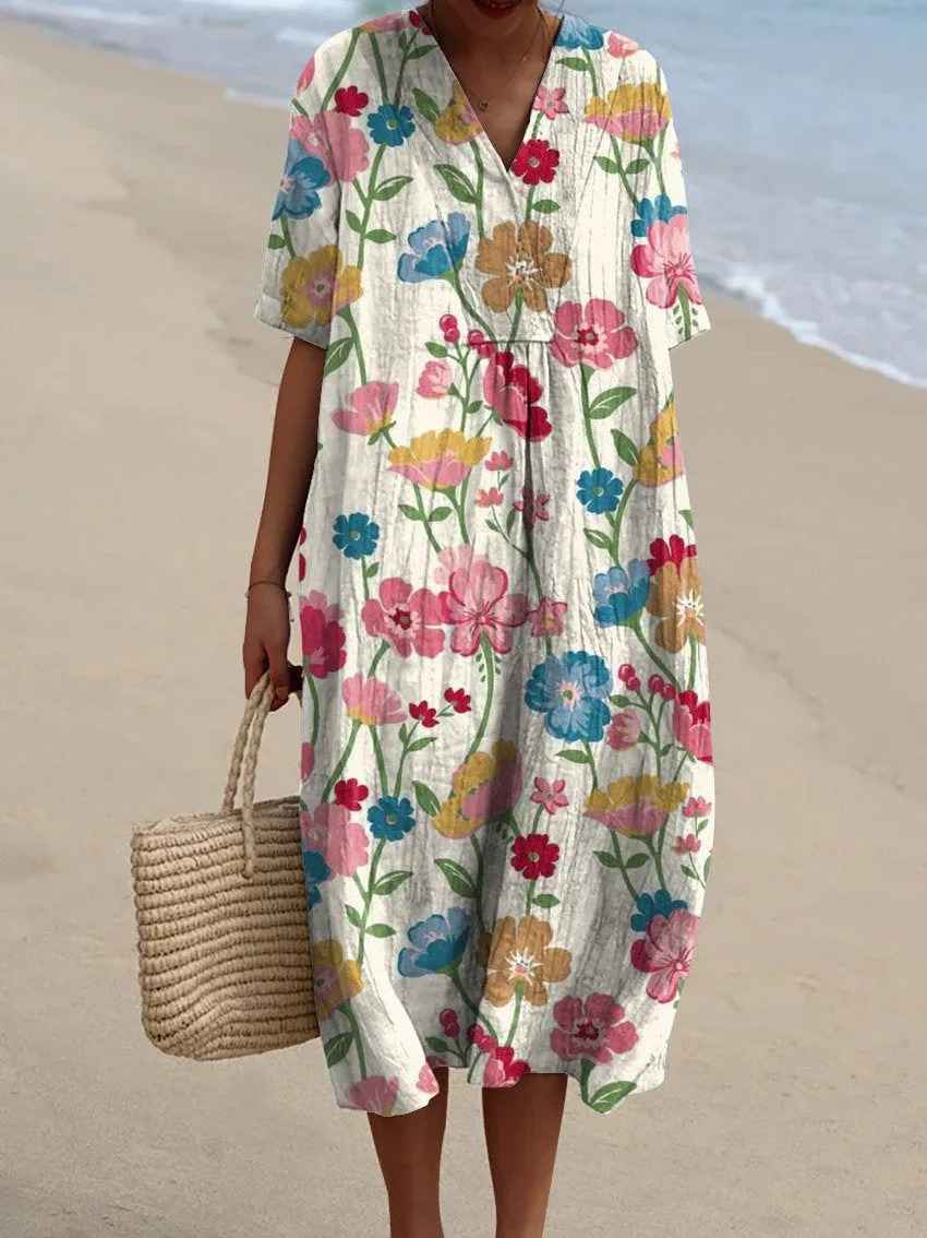 Olivia™ | Vintage Floral Art Flow Dress