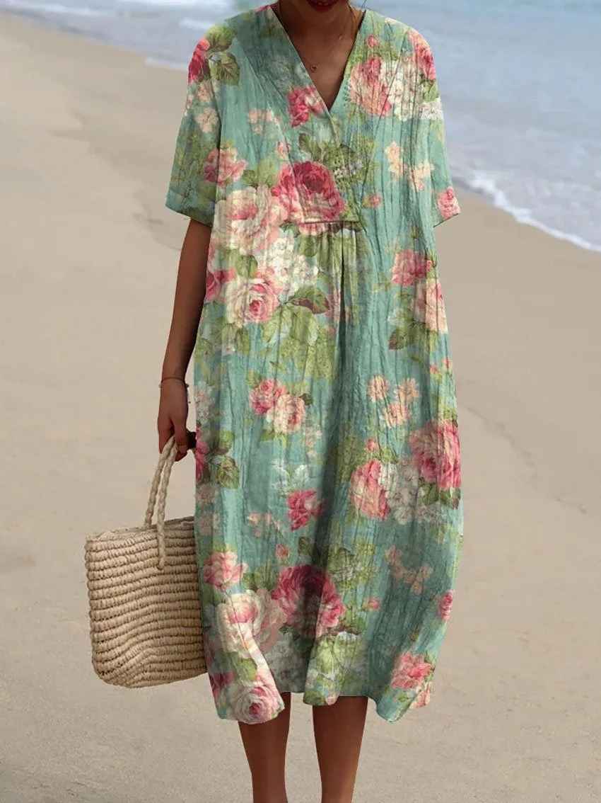 Olivia™ | Vintage Floral Art Flow Dress