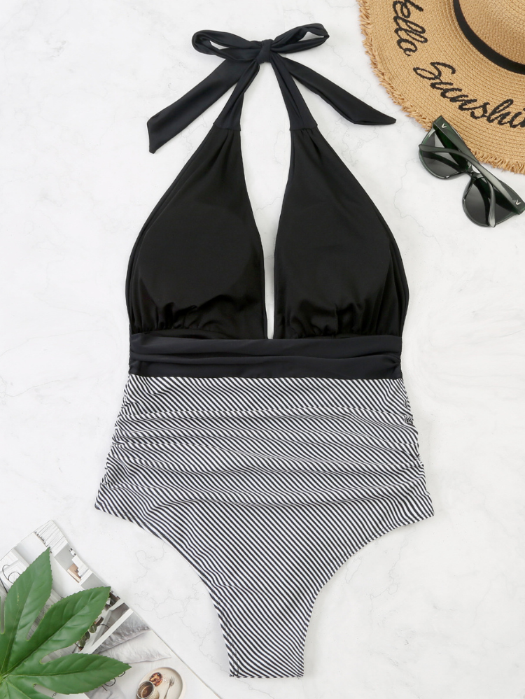 Women's Shaping One-Piece Swimsuit with Deep V Neck