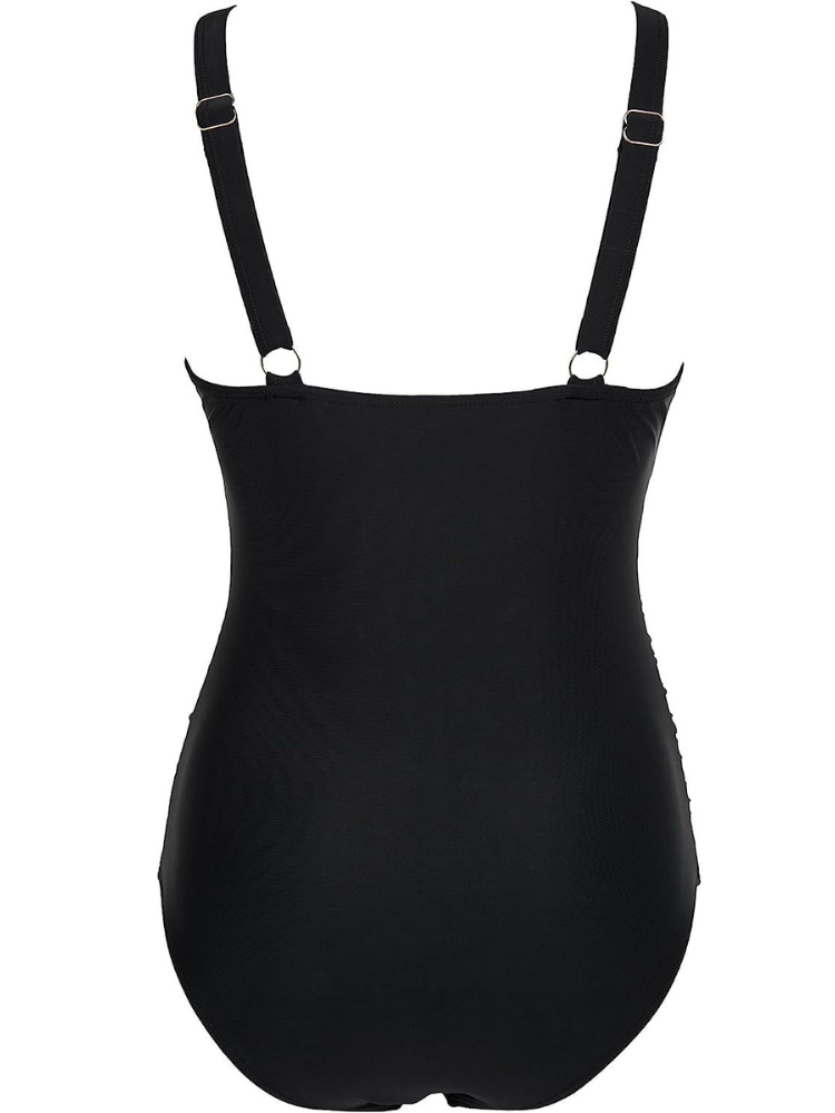 High-Waisted Shaping One-Piece Swimsuit with Mesh