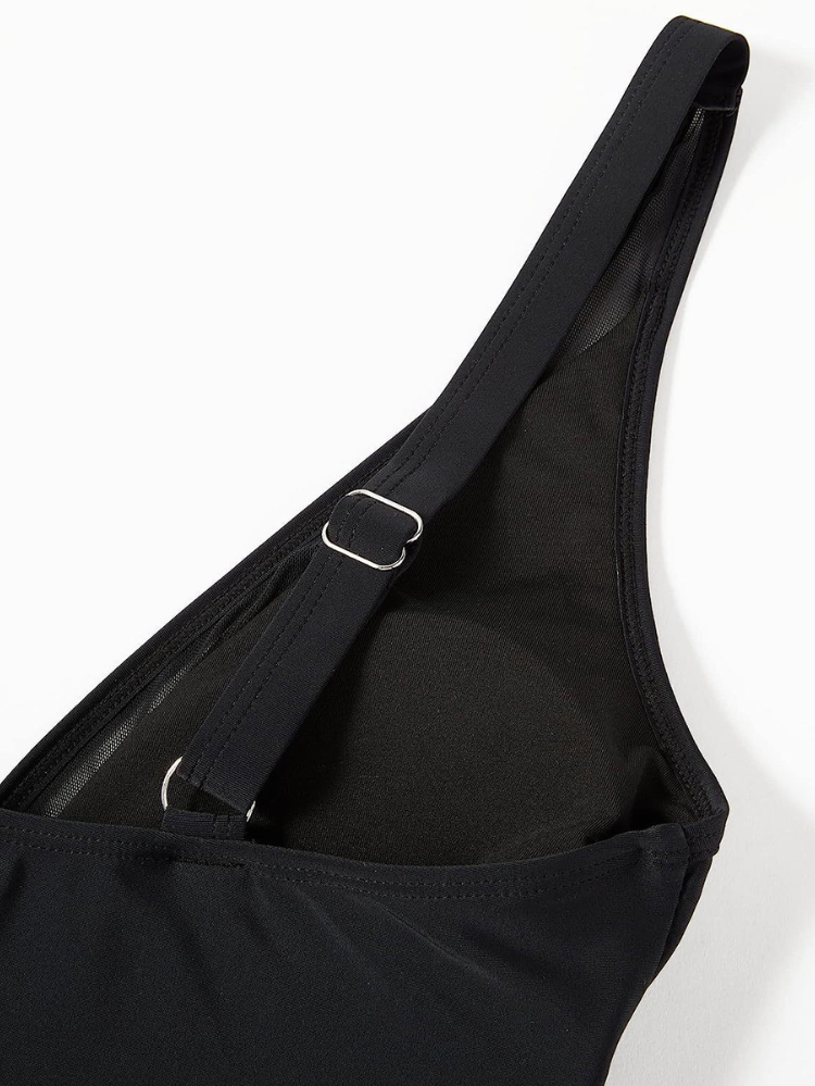High-Waisted Shaping One-Piece Swimsuit with Mesh