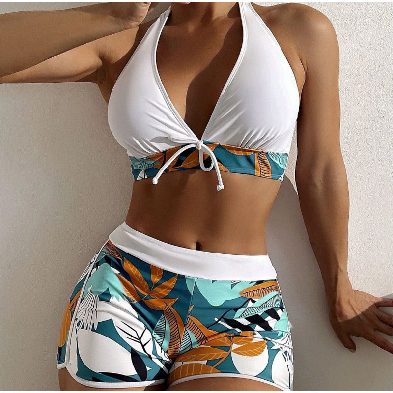 Sanremo Bikini - Halter Top and High-Waisted Tropical Shorts