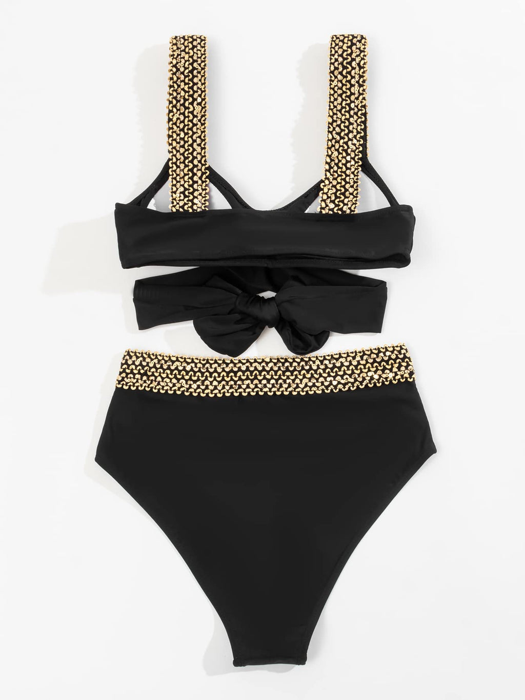 High-Waisted Bikini with Golden Details