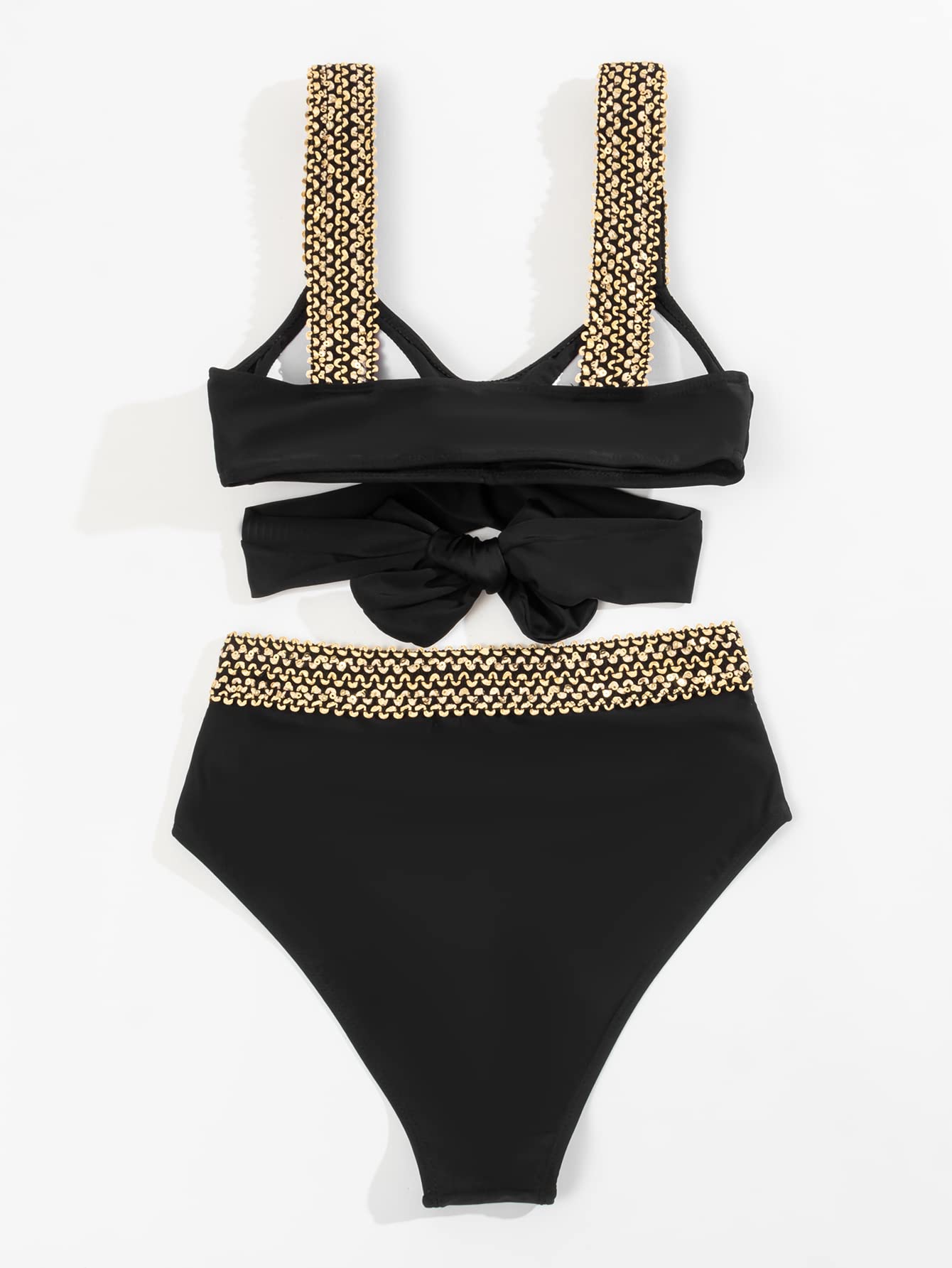 High-Waisted Bikini with Golden Details