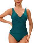 Shaping One-Piece Swimsuit for Women – V-Neck with Slimming Draping