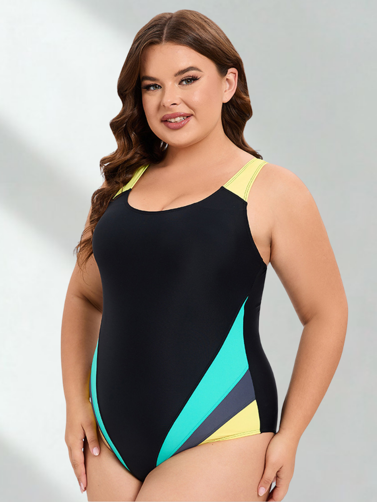 One-Piece Swimsuit for Women, High-Cut with Open Back XL-5XL