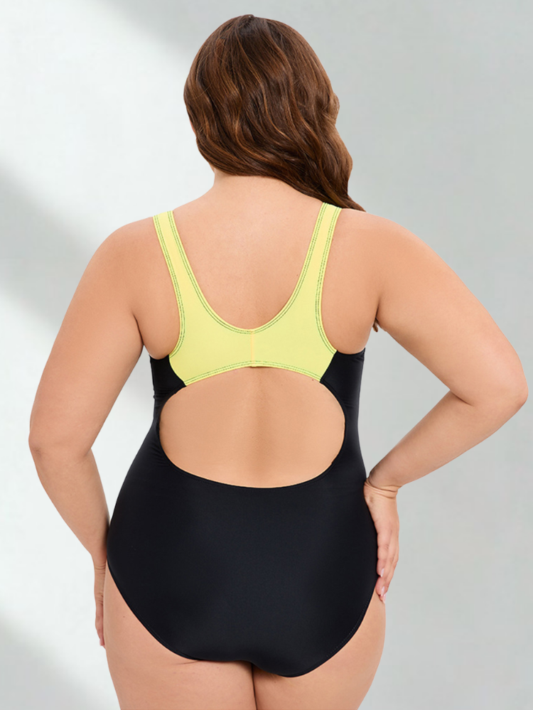 One-Piece Swimsuit for Women, High-Cut with Open Back XL-5XL