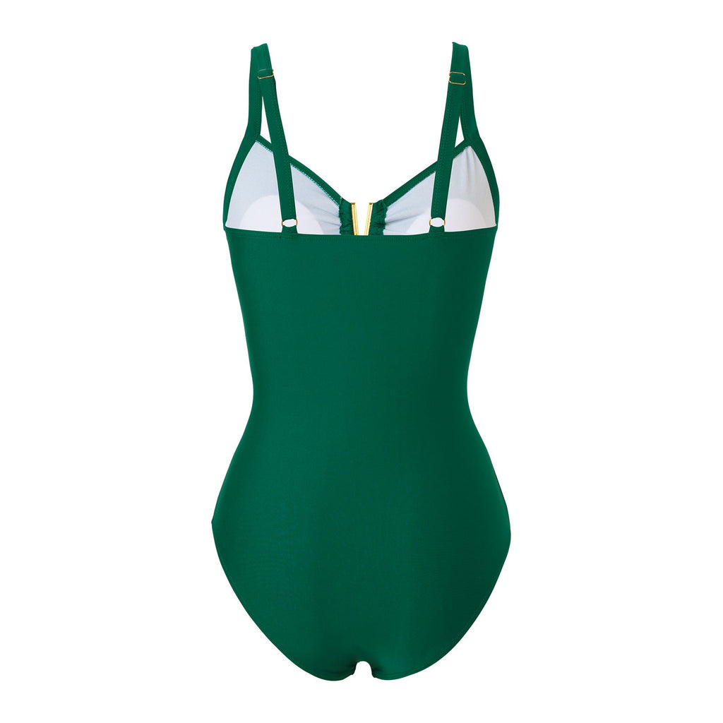 Elegant Shaping One-Piece Swimsuit – Push Up with Underwire and Golden Detail