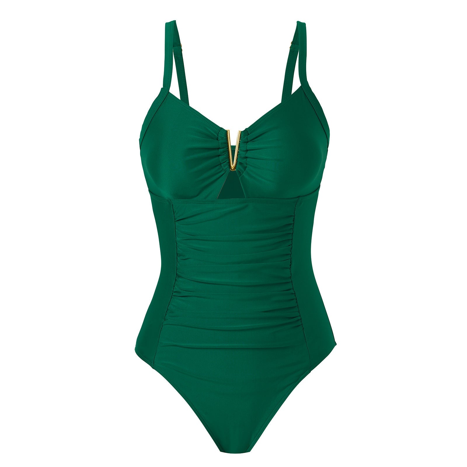 Elegant Shaping One-Piece Swimsuit – Push Up with Underwire and Golden Detail