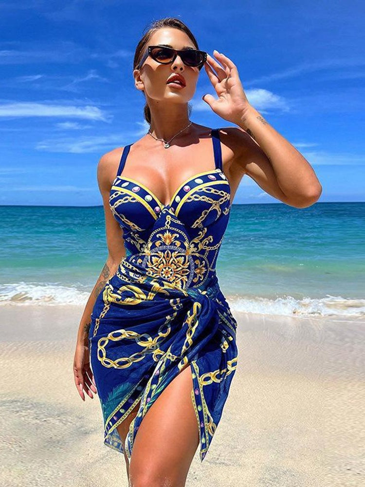 Women's One-Piece Swimsuit – Complete with Elegant Sarong