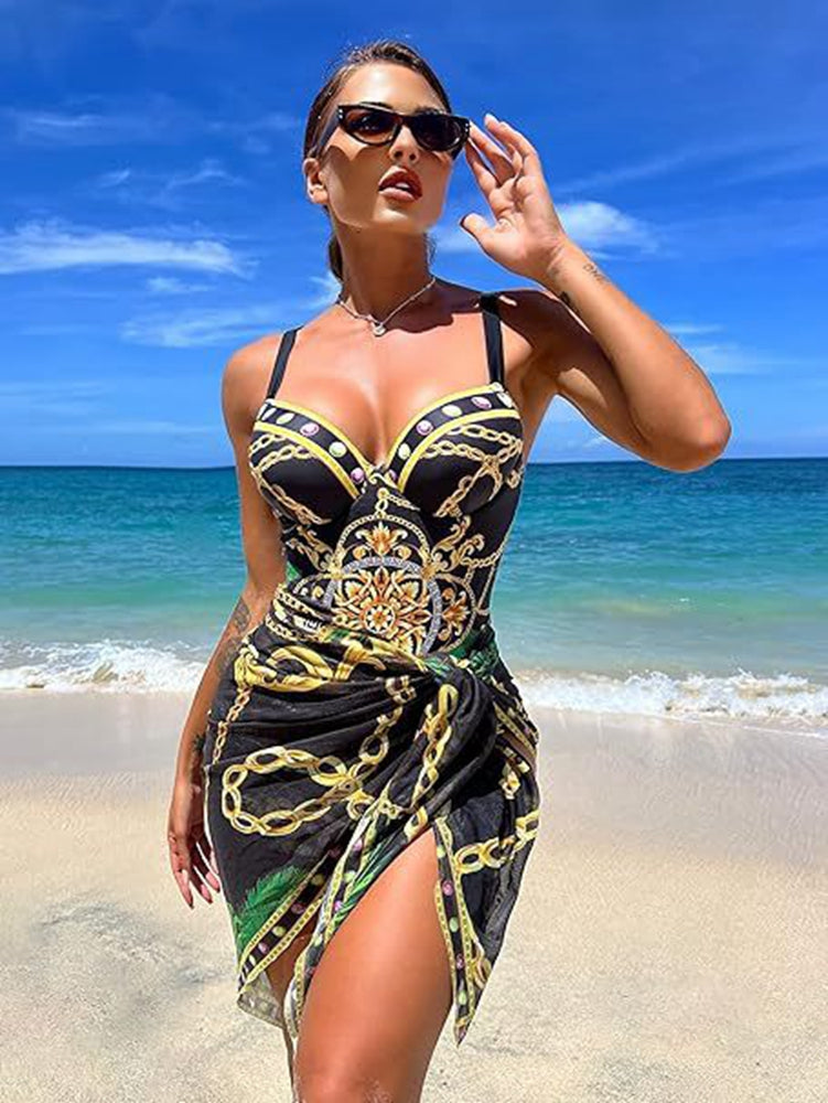 Women's One-Piece Swimsuit – Complete with Elegant Sarong