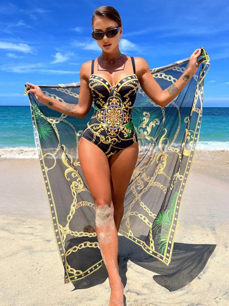 Women's One-Piece Swimsuit – Complete with Elegant Sarong