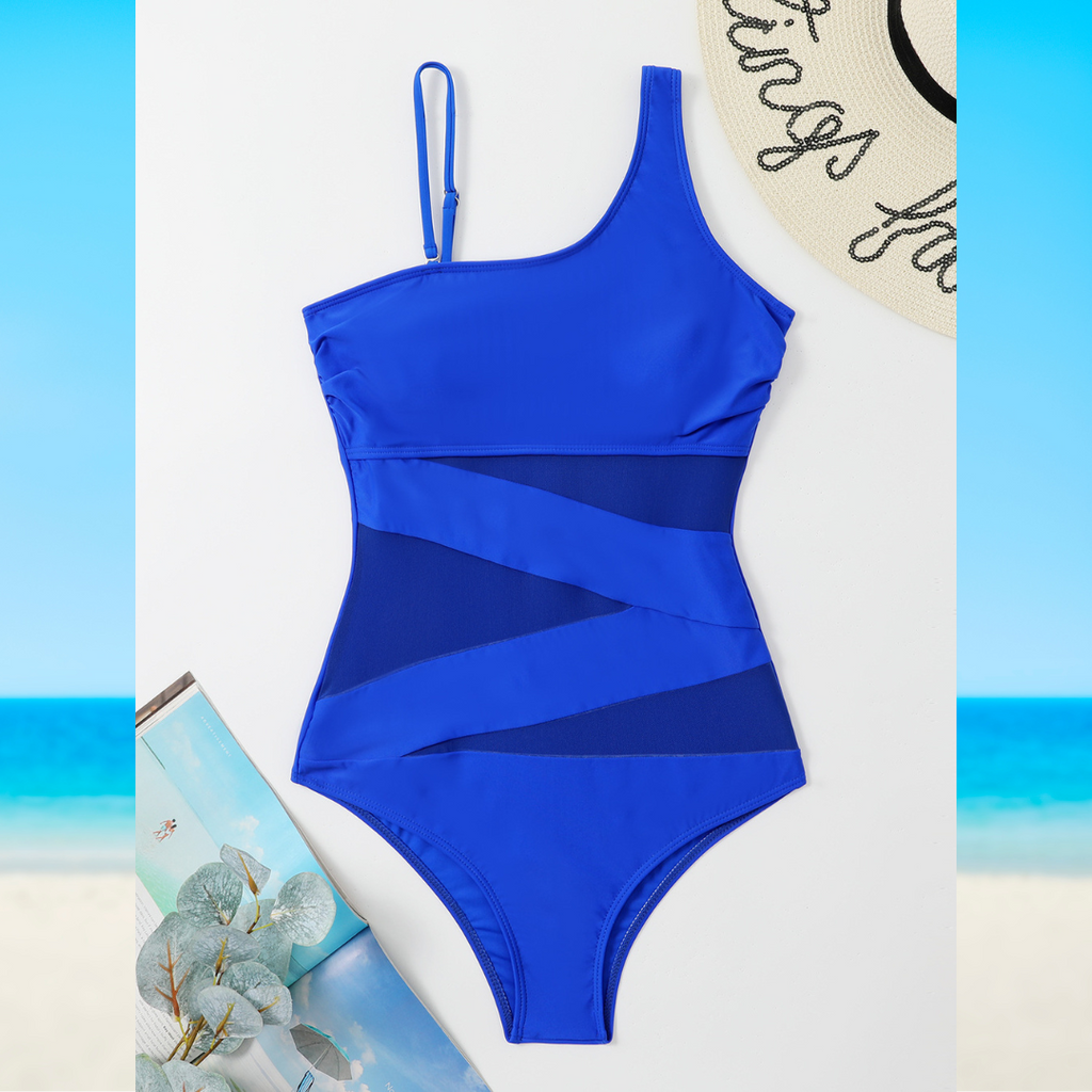 One-Piece Swimsuit with Cut Out and Transparency Details