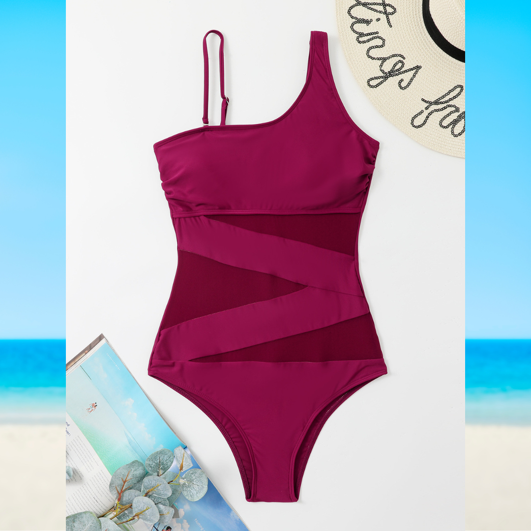 One-Piece Swimsuit with Cut Out and Transparency Details