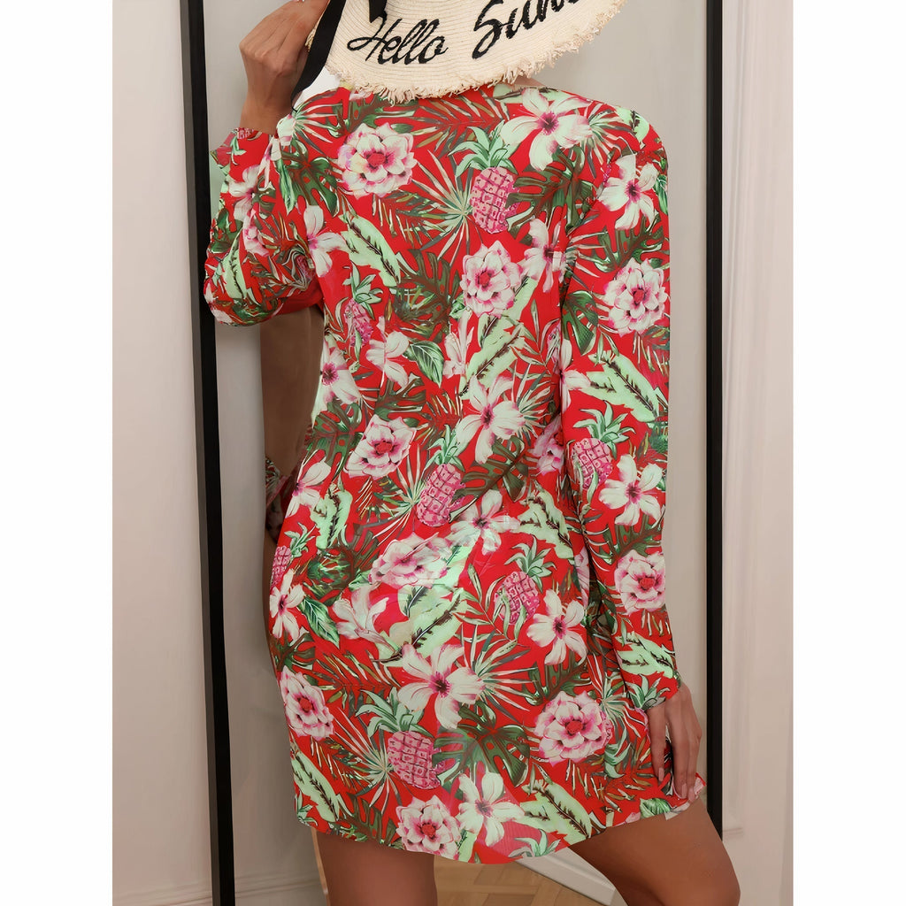 3 in 1 Floral Bikini - Top, Bottom, and Shirt