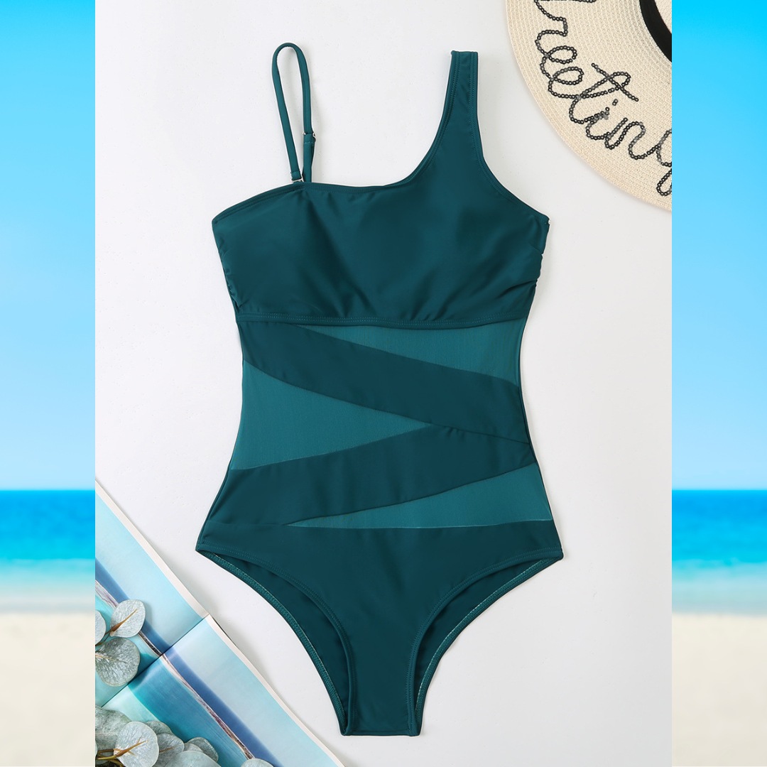 One-Piece Swimsuit with Cut Out and Transparency Details
