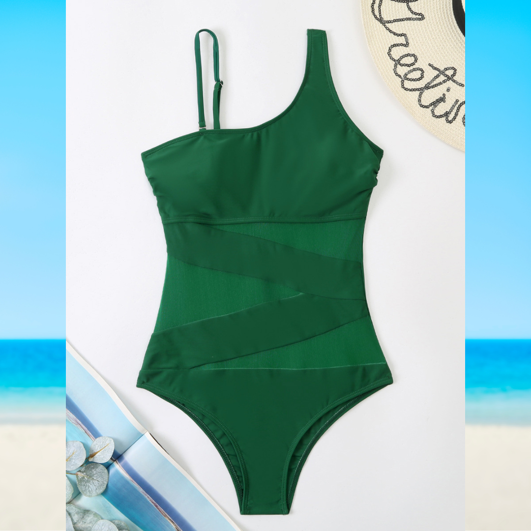 One-Piece Swimsuit with Cut Out and Transparency Details