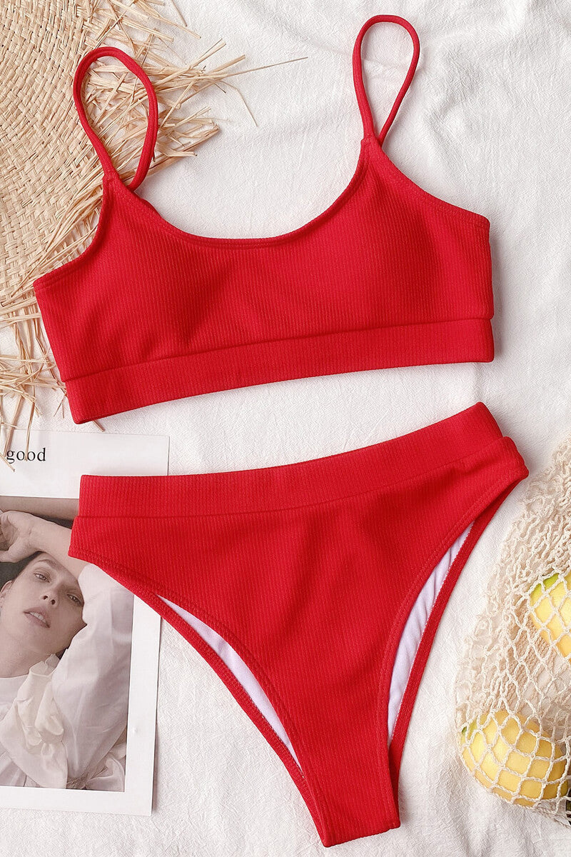 Bikini with Bandeau Top and High-Waisted Bottom
