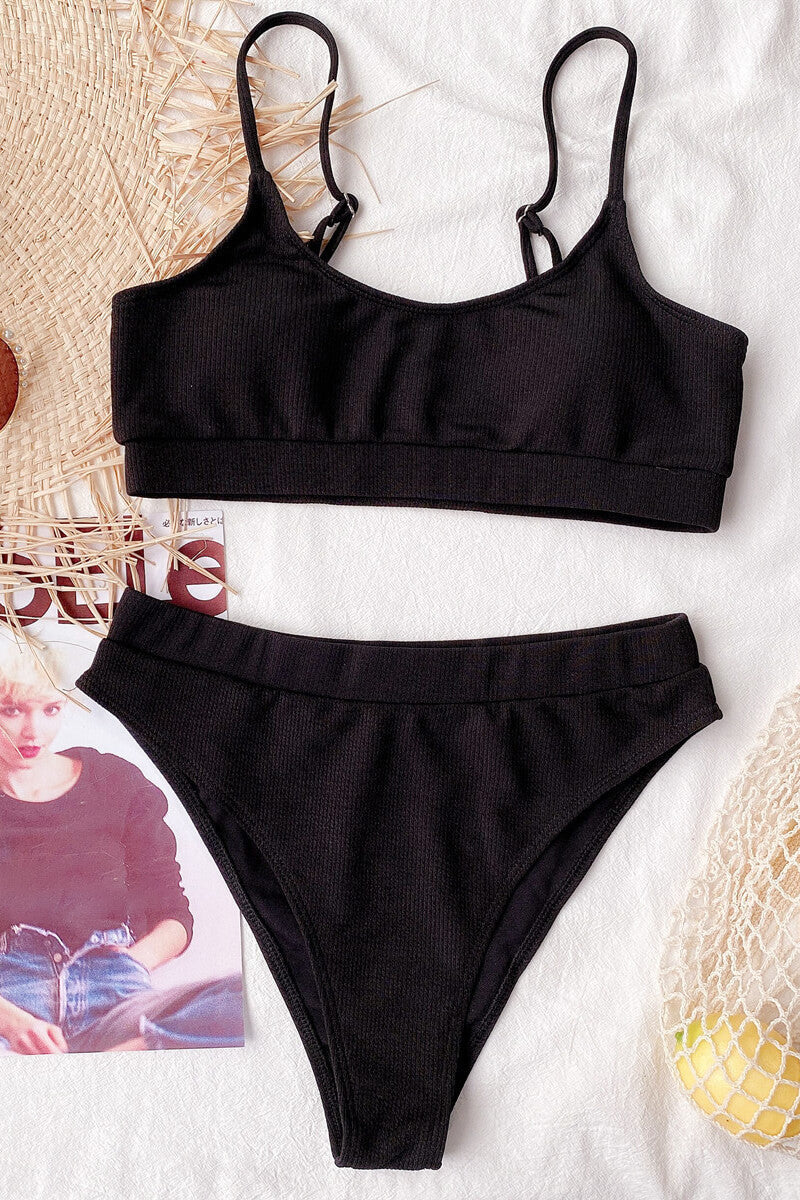 Bikini with Bandeau Top and High-Waisted Bottom