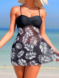 SoleSkin Women's Tankini – Dress Swimsuit with Leaf Print