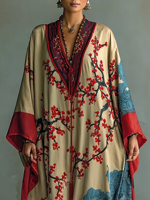 Naomi™ | Plum Blossom Batwing Maxi Dress