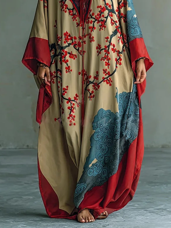 Naomi™ | Plum Blossom Batwing Maxi Dress