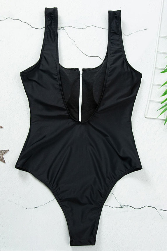 V-Neck Swimsuit with Zip