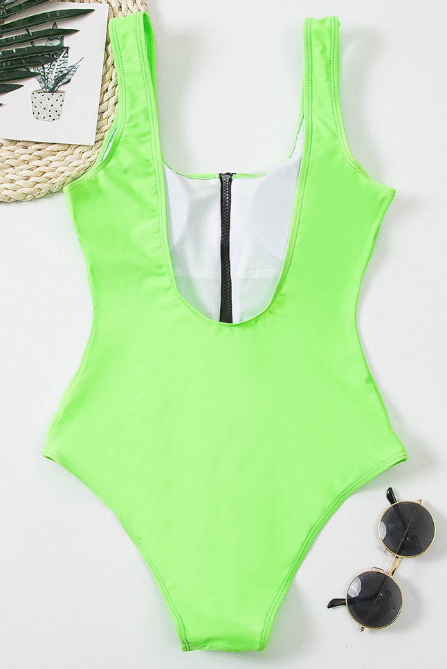 V-Neck Swimsuit with Zip