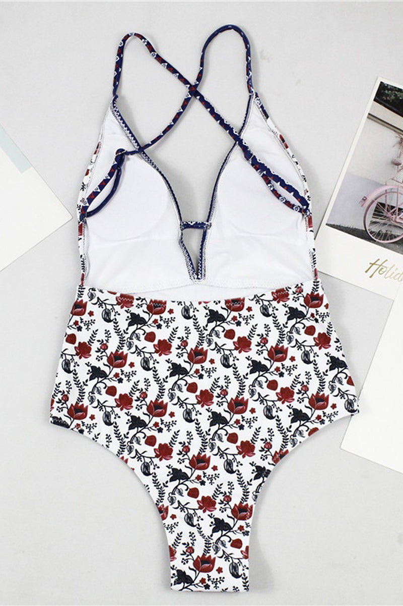 Boho Print V-Neck Swimsuit