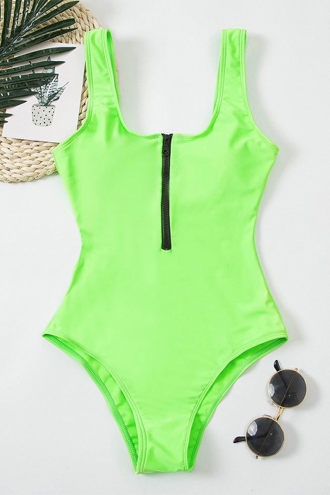 V-Neck Swimsuit with Zip