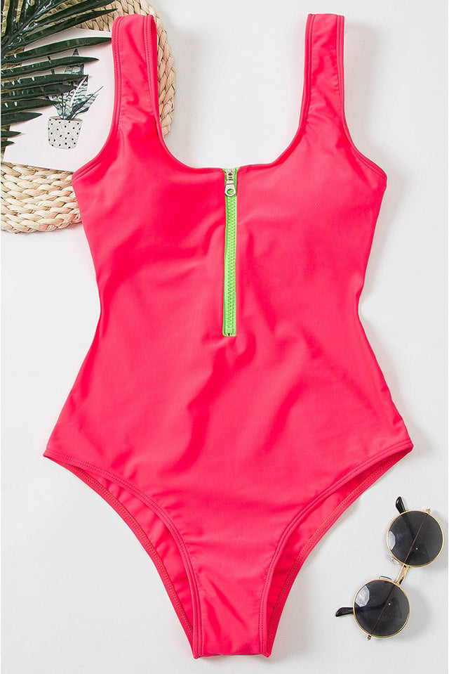 V-Neck Swimsuit with Zip