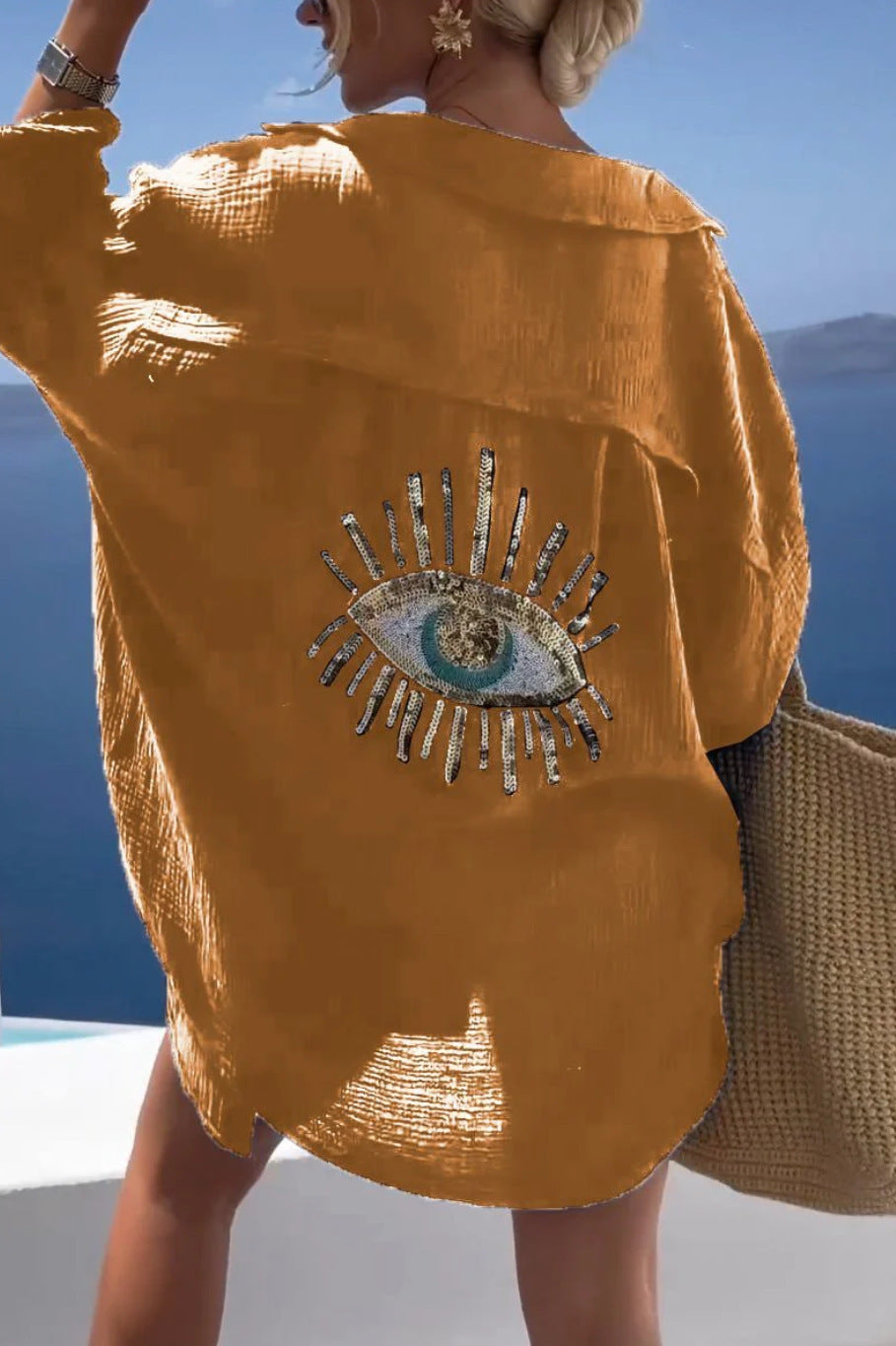 Oversized Shirt with Turkish Eye Detail
