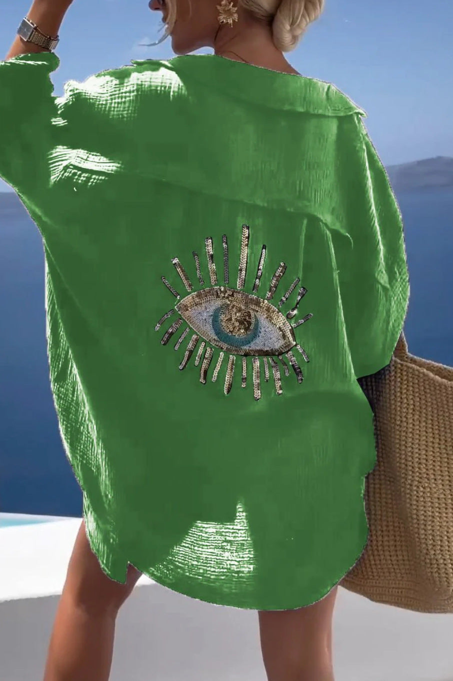 Oversized Shirt with Turkish Eye Detail