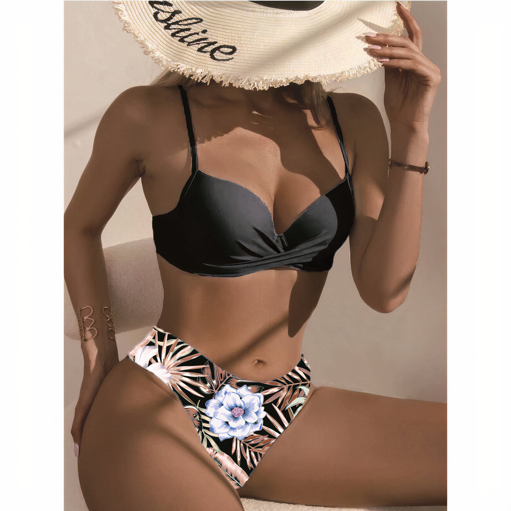 3 in 1 Floral Bikini - Top, Bottom, and Shirt